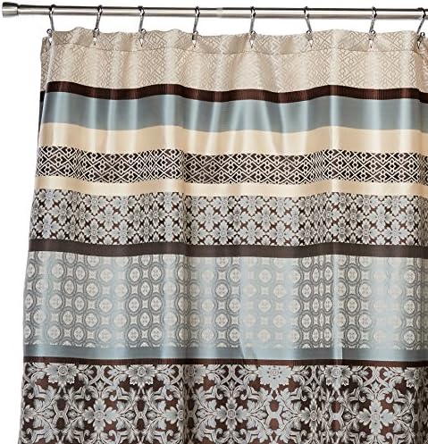 Madison Park Geometric Jacquard Fabric Shower Curtain, 72"x72", Blue