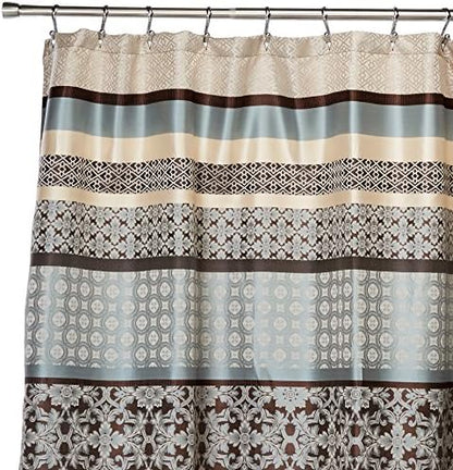Madison Park Geometric Jacquard Fabric Shower Curtain, 72"x72", Blue