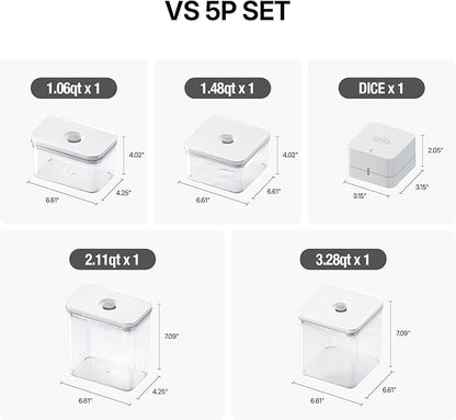 VAKUEN Premium Airtight Food Storage Containers & Vacuum Sealer Machine Starter Set, 4-piece Container with Sealer, 100% Leak Proof,Keep food fresh up to 5 times longer than non-vacuum strorage.