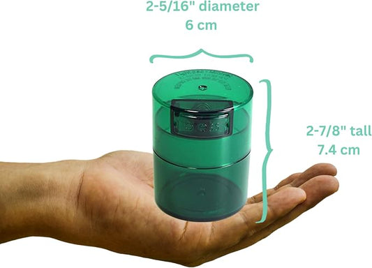 Minivac - 10g to 30 grams Airtight Multi-Use Vacuum Seal Portable Storage Container for Dry Goods, Food, and Herbs - Green Tint