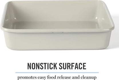 Martha Stewart Gallen 9 Inch Square Nonstick Carbon Steel Cake Pan – Cool Grey, Durable Bakeware for Even Baking and Easy Release
