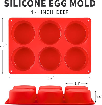 Puyeipt 2 Pack Silicone Egg Bite Molds, Deep 3 Inch Non-Stick Round Silicone Baking Pans for Frittata, Breakfast Sandwiches, Muffins, Hamburger Buns, Cornbread