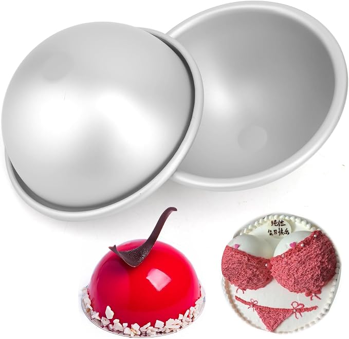 5 Inch Dome Cake Pan, 2 PCS Football, Hemisphere Cake Mold, 3D Soccer Cake Pan, Aluminum Cake Decorating Mold Nonstick Baking Tool