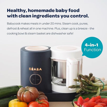 BEABA Babycook Neo Baby Food Maker | Non-Toxic Glass & Stainless Steel | Trusted by Celebrity Moms | Sustainable Baby Food Processor | Global Leader| 34 Servings in 20 Mins, Mineral