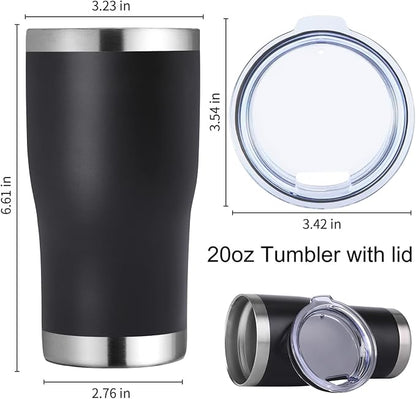 DOMICARE 20oz Tumbler with Lid Stainless Steel Tumblers Bulk, Double Wall Vacuum Insulated Coffee Travel Mug Powder Coated Tumbler, 8 Count (Pack of 1) Black