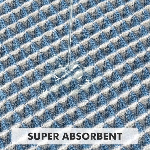 MIULEE Set of 2 Waffle Bathroom Rugs Boho Bath Mat Blue&Cream 18x30 Inch