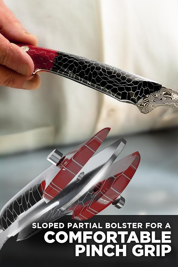 Dalstrong Fillet Knife - 7 inch - Scorpion Series - Exclusive Japanese V12 Ultra™ Steel - Black Damascus - Black & Red Honeycomb Resin Handle Cooking Boning Knife Gift - Custom-Fit Leather Sheath