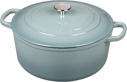 EDGING CASTING Enameled Dutch Ovens Cast Iron Dutch Oven Pot with Lid for Bread Baking, Cook, Dual Handle, 5.5 Quart, Seasalt