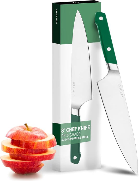 Misen 8 Inch Chef Knife, AUS-10 Japanese Stainless Steel - Green