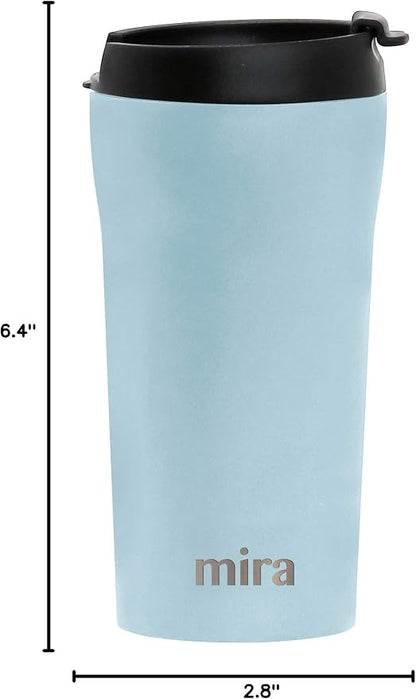 MIRA 12 oz Coffee Travel Mug - Stainless Steel Insulated Tumbler with Leak-Proof Lid - Hot & Cold Cup - Pearl Blue