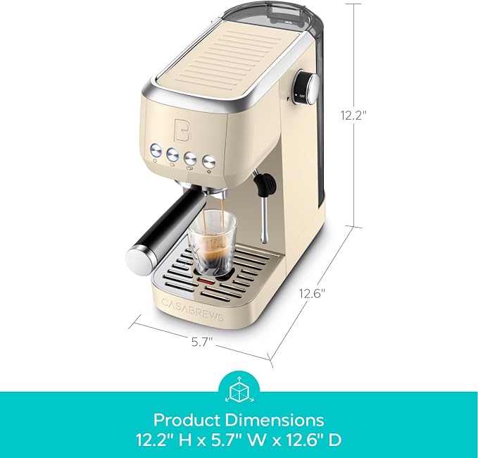 CASABREWS 3700 Essential Espresso Machine 20 Bar, Stainless Steel Coffee Maker with Steam Milk Frother, Espresso Coffee Machine Cappuccino Latte Machine with 43.9oz Removable Water Tank, Creamy