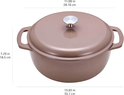Amazon Basics Cast Iron Dutch Oven Pot with Lid, Enameled, Dual Handles, Heavy-Duty, Medium, 6-Quart, Clay