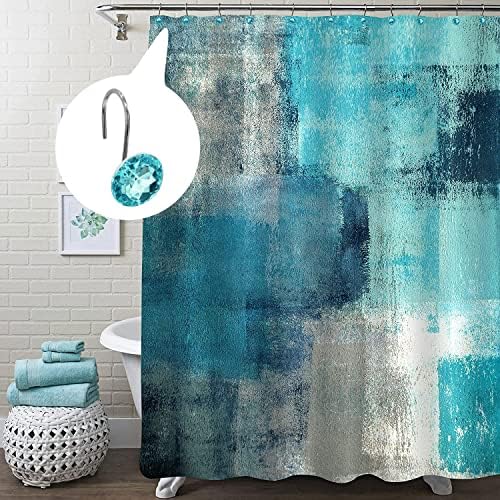 Aqua Diamond Crystal Bling Shower Curtain Hooks Rings for Bathroom,12PCS