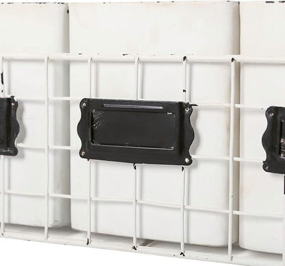 NIKKY HOME Farmhouse 3 Compartment Flatware Cutlery Caddy Countertop Silverware Holder for Spoons, Knives, Forks - White