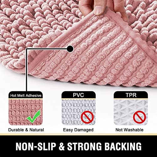 H.VERSAILTEX Bathroom Rugs Bath Mats for Non Slip Luxury Chenille Extra Soft Absorbent Shaggy Mat Washable Fast Dry Sets 2 Piece (Coral Pink, 24'' x 36''/20'' 32'')