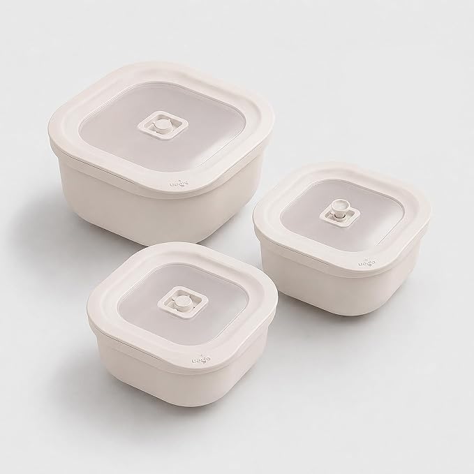 3 Pack Food Storage Containers with Easy-Open Vent Lids, Leak Resistant BPA-Free Meal Prep Containers, Microwave Freezer Dishwasher Safe, Stackable Food Containers,White, 17oz 34oz 51oz