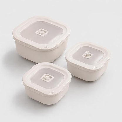 3 Pack Food Storage Containers with Easy-Open Vent Lids, Leak Resistant BPA-Free Meal Prep Containers, Microwave Freezer Dishwasher Safe, Stackable Food Containers,White, 17oz 34oz 51oz