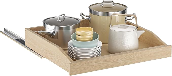 Pull Out Cabinet Organizer 22.5" W x 21" D, Soft Close Slide Out Wood Drawer Shelf for Kitchen Cabinets, Pull Out Cabinet Drawer for Base Cabinet, Pantry and Bathroom Storage, Bottom Mount