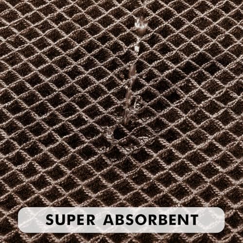 MIULEE Set of 2 Waffle Bathroom Rugs Boho Bath Mat Chocolate 17x24 Inch