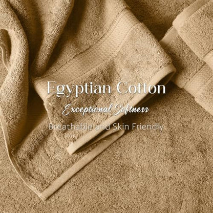 Superior Egyptian Cotton Plush & Absorbent, Bath Towel Set of 4, Toast