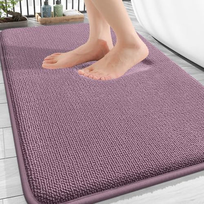 OLANLY Thick Memory Foam Bathroom Rugs 30x20, Absorbent Bath Mat, Deep Plum
