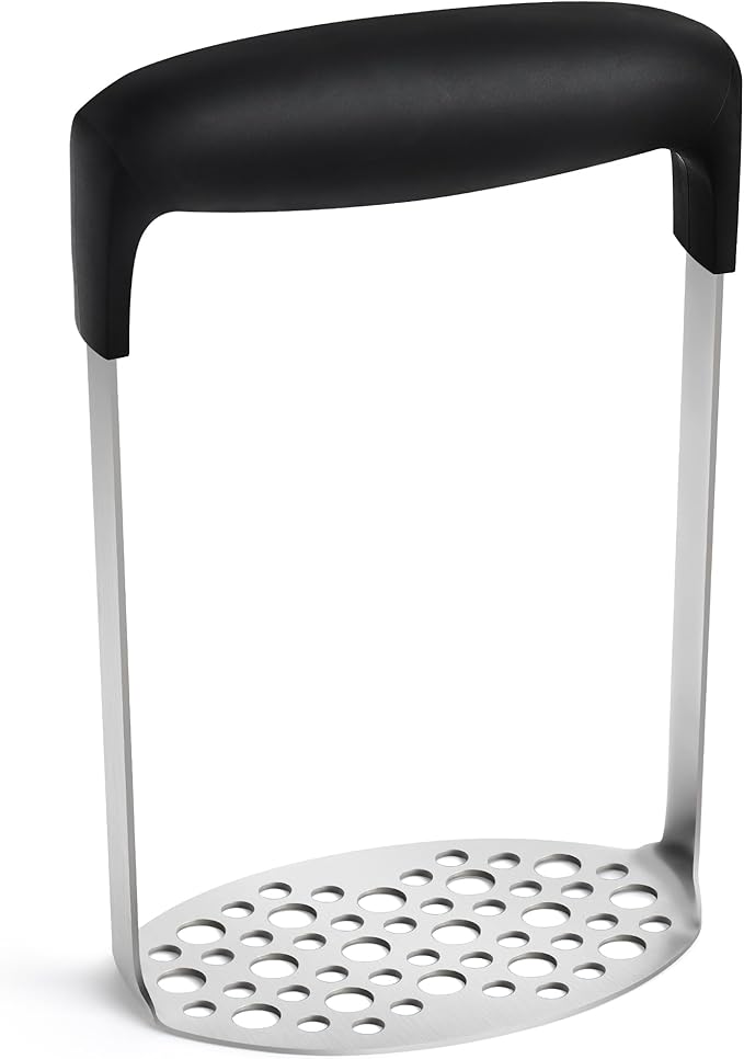 Upgraded Potato Masher, Durable Non-break Handle, Rust-proof, Dishwasher safe, Heavy duty 304 Stainless Steel, Kitchen Gadgets Gifts, Black