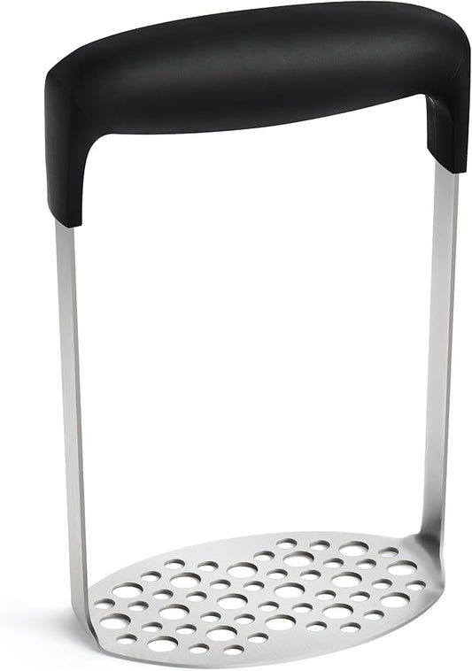 Upgraded Potato Masher, Durable Non-break Handle, Rust-proof, Dishwasher safe, Heavy duty 304 Stainless Steel, Kitchen Gadgets Gifts, Black