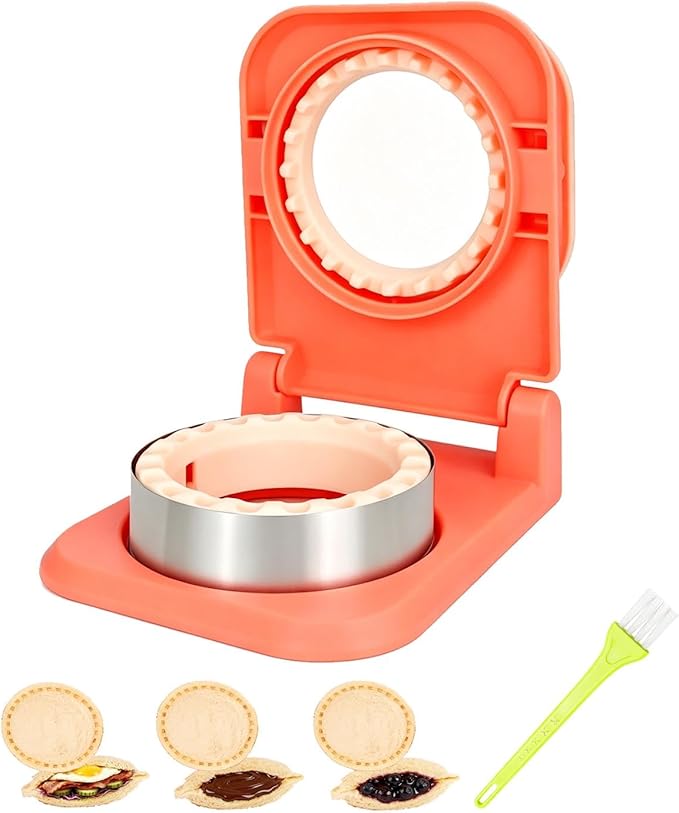 CHICHAUS Uncrustable Sandwich Maker,Sandwiches Pocket Circle Shape 3.7Inch Sandwich Cutter and Sealer,Sandwich Cutter for Kids Breakfast and lunchboxes (Peach Pink)