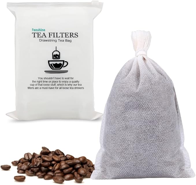 100Pcs Large Tea Bag - Disposable Empty Tea Filter Bags No Mess Mesh Bags with Drawstring for Concentrate/Iced Coffee, Herb, Loose Leaf Tea