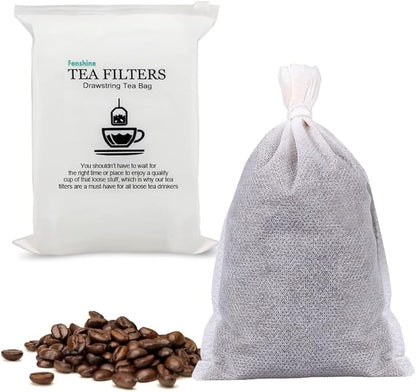 100Pcs Large Tea Bag - Disposable Empty Tea Filter Bags No Mess Mesh Bags with Drawstring for Concentrate/Iced Coffee, Herb, Loose Leaf Tea