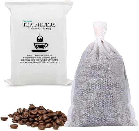 100Pcs Large Tea Bag - Disposable Empty Tea Filter Bags No Mess Mesh Bags with Drawstring for Concentrate/Iced Coffee, Herb, Loose Leaf Tea