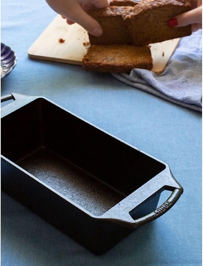Lodge Seasoned Cast Iron Loaf Pan 8.5 Inches - Pre-Seasoned Rectangular Cast Iron Bakeware- Even Browning Bread Pan with Easy-Release Finish - PFAS-Free Non-Toxic Cookware (Pack of 3)