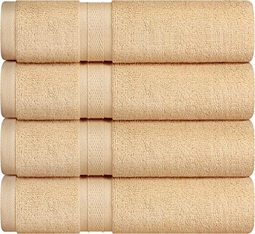 Towel and Linen Mart 4 Pieces Bath Towel Sets - Beige - Soft Feel Luxurious,Quick Dry, Extra Absorbent, 100% Ring Spun Cotton 600 GSM (27 x 54)