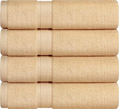 Towel and Linen Mart 4 Pieces Bath Towel Sets - Beige - Soft Feel Luxurious,Quick Dry, Extra Absorbent, 100% Ring Spun Cotton 600 GSM (27 x 54)
