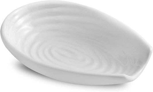 Hasense Spoon Rest for Stove Top, 5.7 Inch White Porcelain Spoon Holder for Spatula, Ladle and Tong, Cooking and Coffee Utensil Rest for Kitchen Counter, Housewarming Gift and Dishwasher Safe