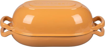 VORRINGARD Enameled Cast Iron Sourdough Bread Oven, Dutch Oven, Loaf Cast Iron Bread Pan for Homemade Bread Baking, Meatloaf Pan with Lid, 5QT, Yellow