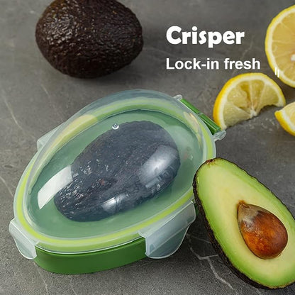 Avocado Saver Holder,with Clear Snap-On Lid Reusable Food Crisper Storage Box Fruit Fresh Container Kitchen Gadget to Keep Your Fruit Fresh for Days(COLOR:Green)