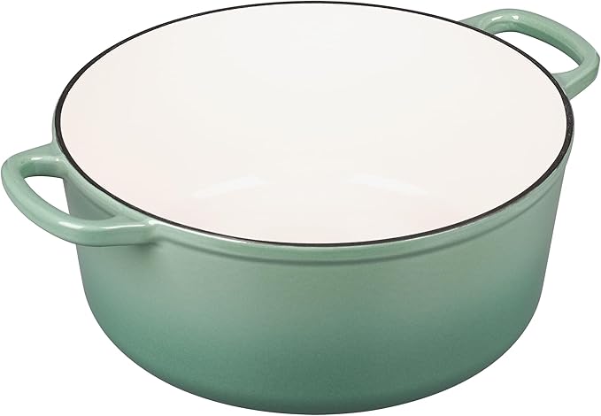 EDGING CASTING Enameled Dutch Ovens Cast Iron Dutch Oven Pot with Lid for Bread Baking, Cook, Dual Handle, 7 Quart, Sage Green