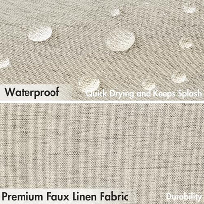 MIULEE Linen Scalloped Linen Shower Curtain 72x72 Inches
