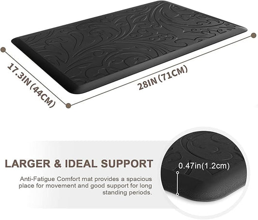 KMAT Kitchen Mat Cushioned Anti-Fatigue Waterproof Non-Slip Standing Mat Ergonomic Comfort Rug for Home,Office,Sink,Laundry,Desk 17.3" (W) x 28"(L),Black