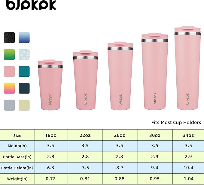 BJPKPK 22oz Tumbler With lid And Straw Stainless Steel Travel Coffee Mug Insulated Tumblers Cups,Light Pink