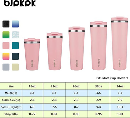 BJPKPK 22oz Tumbler With lid And Straw Stainless Steel Travel Coffee Mug Insulated Tumblers Cups,Light Pink