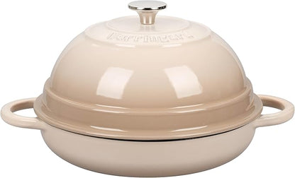 VORRINGARD Cast Iron Enameled Dutch Oven Pot with Lid for Bread Baking, Bread Oven, 6 Quart, Latte