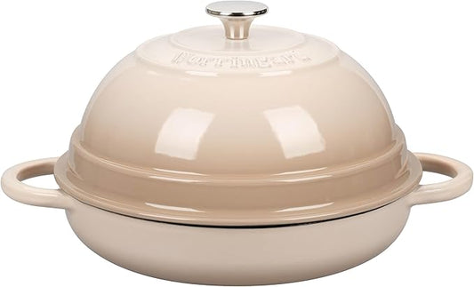 VORRINGARD Cast Iron Enameled Dutch Oven Pot with Lid for Bread Baking, Bread Oven, 6 Quart, Latte