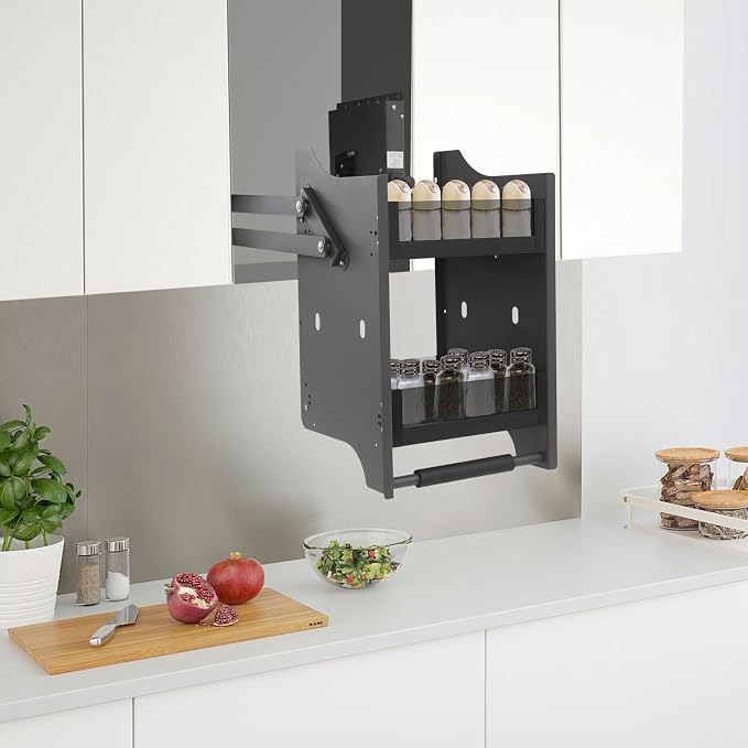 Pull Down Shelf,Pull Down Shelf Cabinet Organizer,2 Tier Pull-Out Cabinet Organizer,Wall Cabinet Storage Organizer for Kitchen