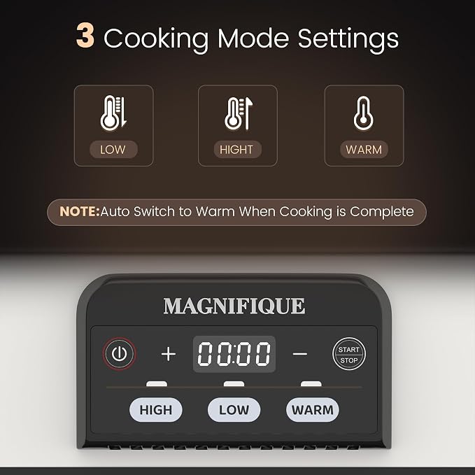 4 Quart Casserole Programmable Slow Cooker with Ceramic Baking Dish - Perfect Kitchen Small Appliance for Family Dinners, Oven Safe and Durable Bakeware for Lasagna, Roasts, White