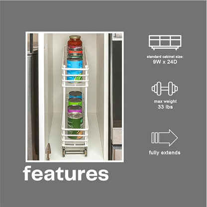 Household Essentials White Steel Artisan Organizer with Plastic Liners, 2-Tier Pull-Out