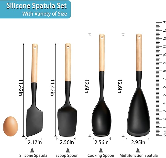 Spatula Spoon, 4 Pack Cooking Spoons for Nonstick Cookware, Multifunction Spatulas for Mixing, Scoop, Scrape and Spreading (Style 1)
