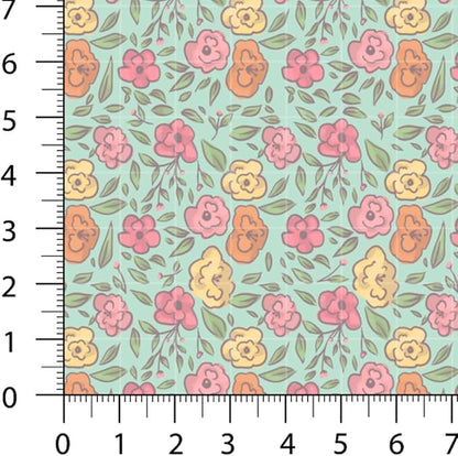 Patchwork Fabric Panel 100x155 cm, 100% Cotton Satin, 6 Coordinated Floral Patterns, Pastel Garden Quilting & Sewing Fabric (Blooming Days, 6pcs 50x50cm)