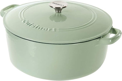 Cuisinart Chef's Classic Enameled Cast Iron Dutch Oven with Lid, Porcelain Enameled Interior, Oven Safe, Induction Compatible, 7-Quart, Round, Mint Green